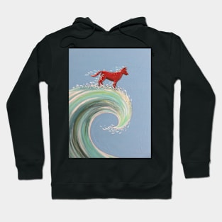 Red dog surfing Hoodie